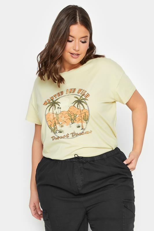 LIMITED COLLECTION Plus Size Cream 'Desert Dreams' Printed T-Shirt | Yours Clothing 1