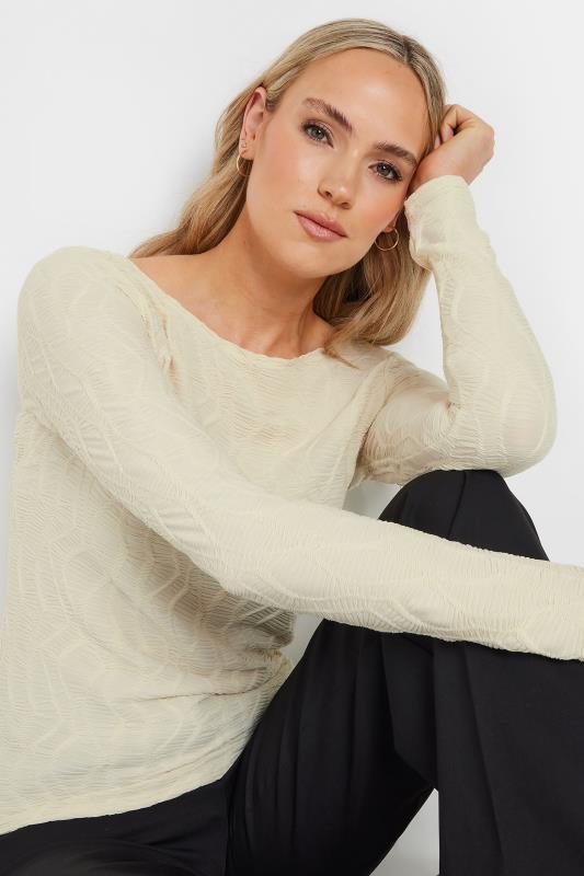 LTS Tall Ivory White Textured Slash Neck Top | Long Tall Sally 5