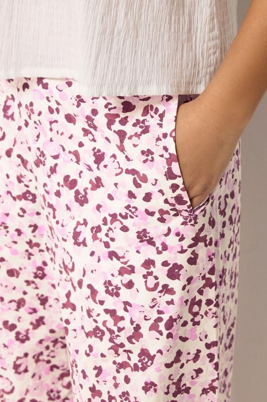 PixieGirl Petite Women's Pink Animal Print Wide Leg Trousers | PixieGirl  4