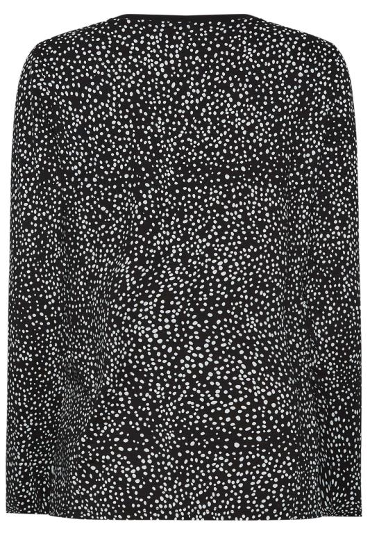 M&Co Black Spot Print Long Sleeve Cotton Top | M&Co 7