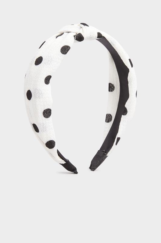 Plus Size  White Polka Dot Twist Knot Headband