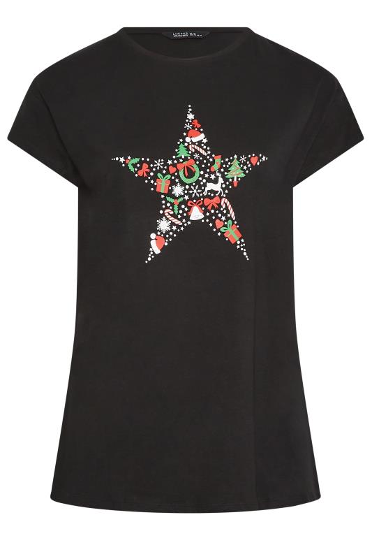 LIMITED COLLECTION Plus Size Curve Black Christmas Star Print T-Shirt | Yours Clothing  6