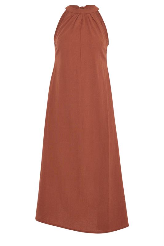 PixieGirl Petite Women's Red Linen Halterneck Maxi Dress | PixieGirl 6