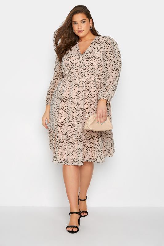  Grande Taille YOURS LONDON Curve Pink Dalmatian Print Smock Dress