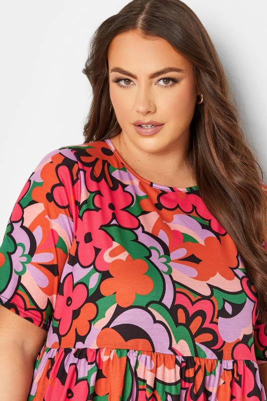 LIMITED COLLECTION Plus Size Pink Abstract Floral Print Midaxi Dress | Yours Clothing 4