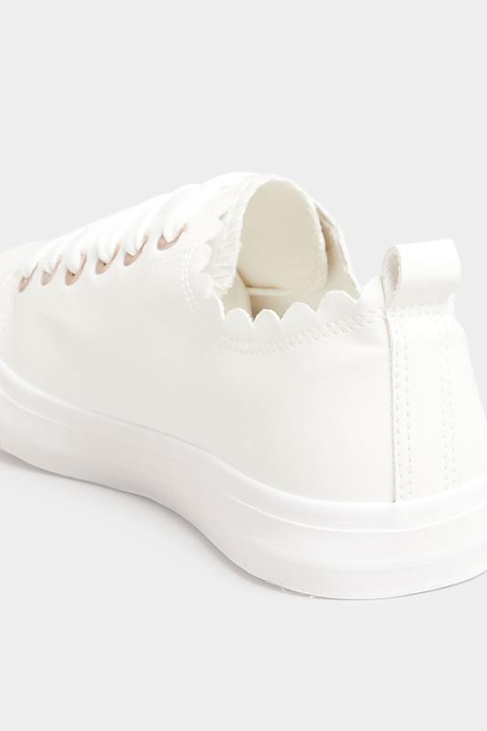 White Scalloped Edge Trainers In Wide E Fit | Yours Clothing 4