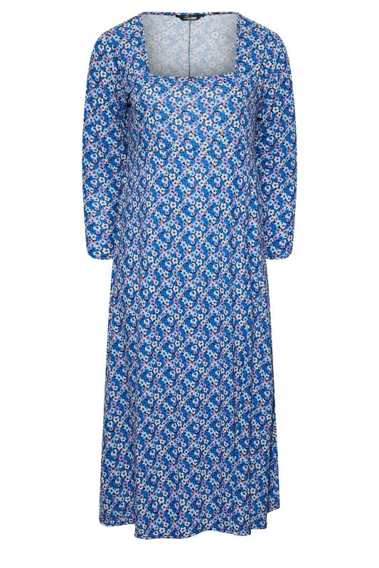 LIMITED COLLECTION Curve Blue Floral Square Neck Dress | Yours Clothing 6