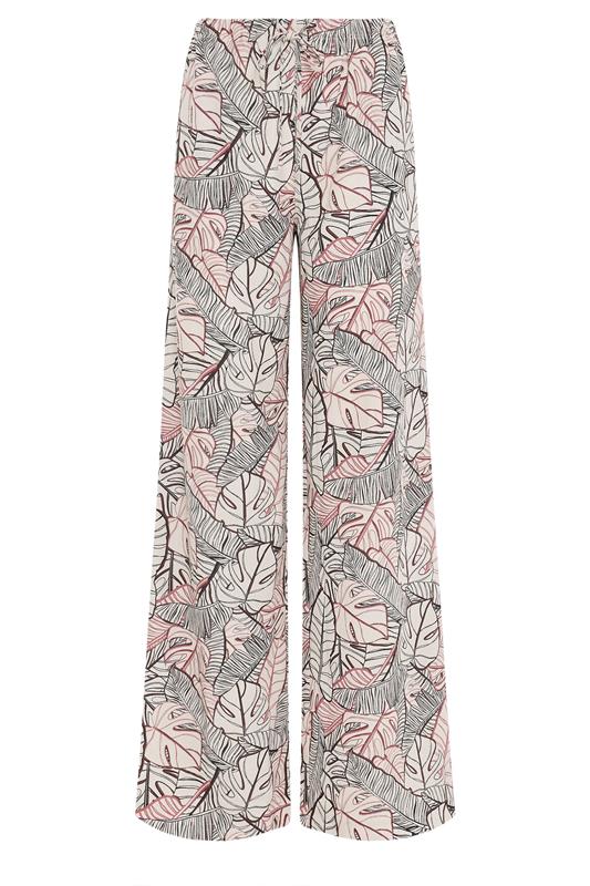 LTS Tall Women's Natural Brown Palm Wide Leg Trousers | Long Tall Sally 6