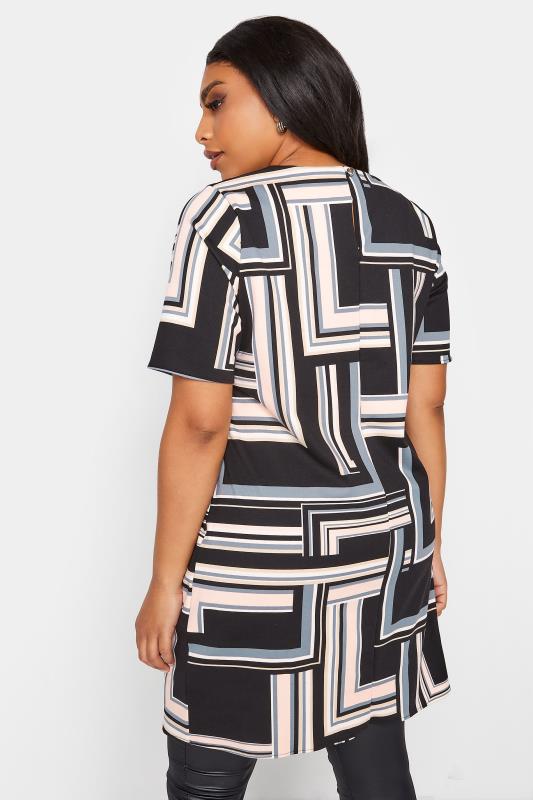 Black Geometric Stripe Print Tunic Dress_C.jpg