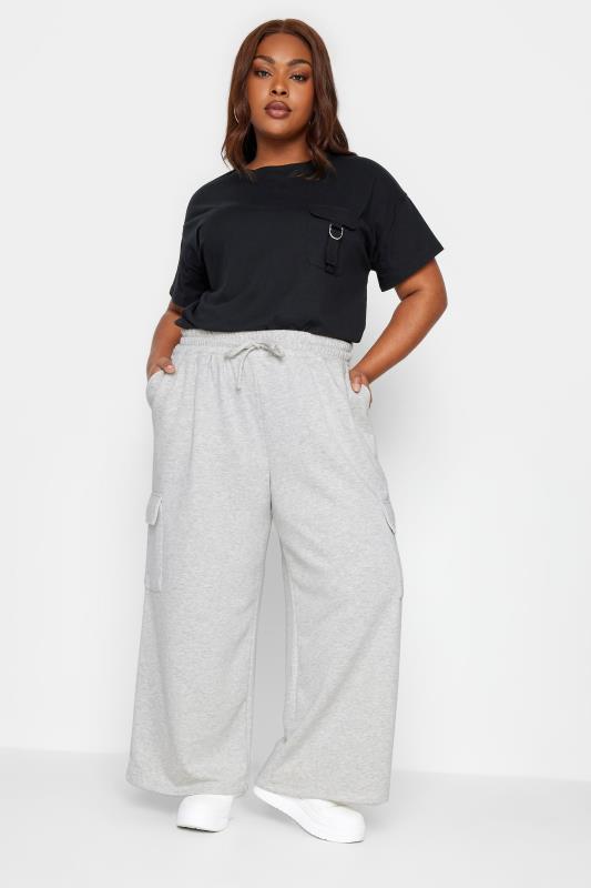 LIMITED COLLECTION Plus Size Grey Wide Leg Cargo Joggers | Yours Clothing 1