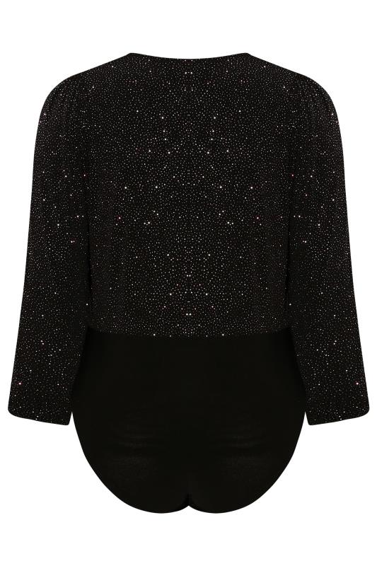 YOURS LONDON Plus Size Black & Pink Glitter Party Bodysuit | Yours Clothing 7
