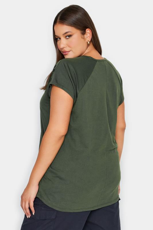 YOURS Plus Size Khaki Green Skull Print T-Shirt | Yours Clothing 3