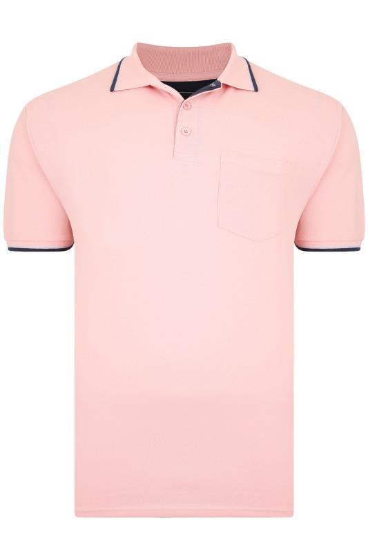 KAM Big & Tall Pink Tipped Polo Shirt 2