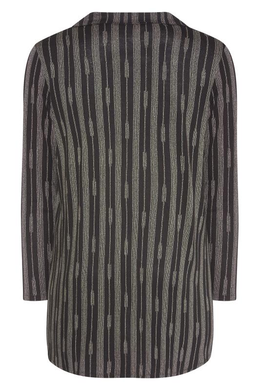 Plus Size Black Stripe Button Through Shirt | Yours Clothing  7