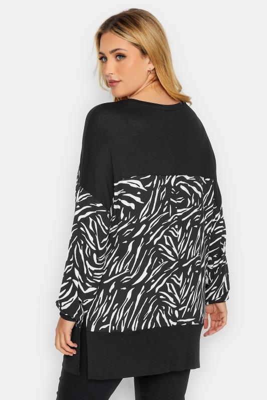 Curve Plus Size Black & White Animal Print Long Sleeve Top | Yours Clothing