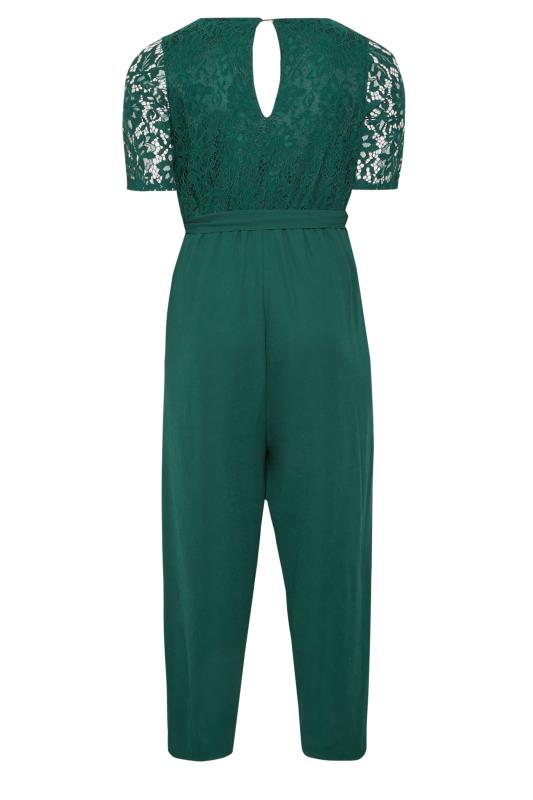 YOURS LONDON Plus Size Green Lace Wrap Jumpsuit | Yours Clothing 7