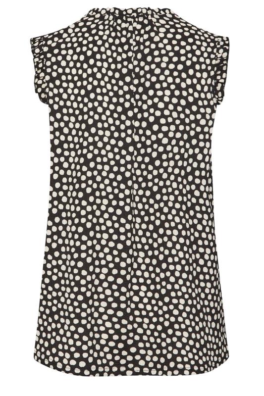 YOURS Plus Size Black Polka Dot Print Frill Sleeve Blouse | Yours Clothing 7