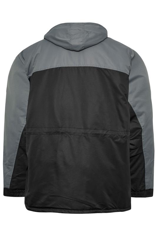 BadRhino Big & Tall Grey & Black Fleece Lined Hooded Coat | BadRhino 5