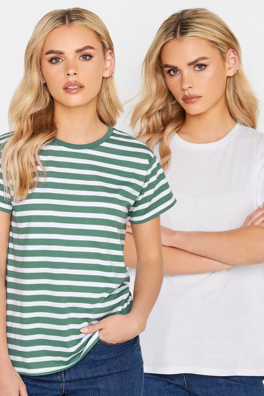 Petite  PixieGirl 2 PACK Green & White Stripe T-Shirts