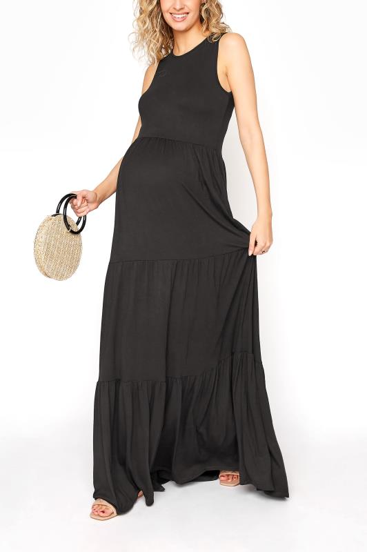 LTS Tall Maternity Black Tiered Maxi Dress 2