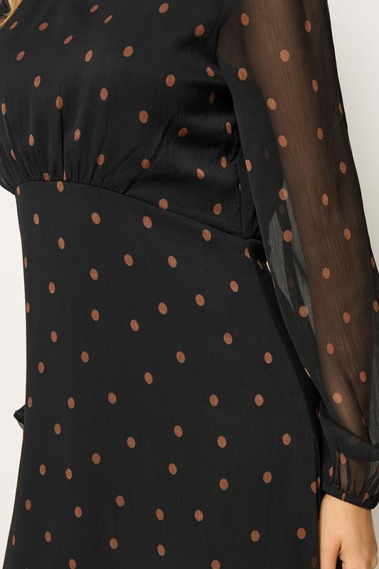 M&Co Black Spot Print Long Sleeve Chiffon Dress | M&Co 4