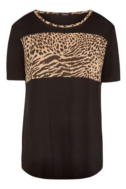 LIMITED COLLECTION Black Leopard Print Colour Block Tee_F.jpg