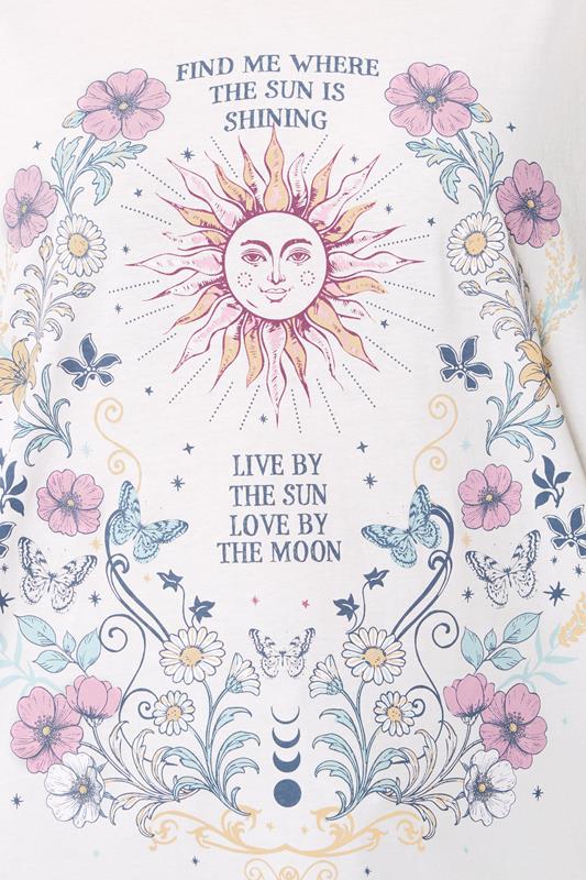 YOURS Plus Size White Floral & Sun Graphic Boxy T-Shirt | Yours Clothing 5