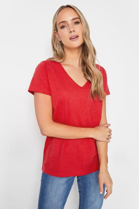 LTS Tall 2 Pack Red & White V-Neck T-Shirts | Long Tall Sally 2