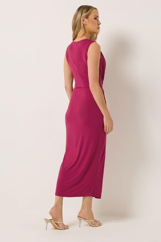 LTS Tall Women's Berry Red Gathered Front Midi Dress | Long Tall Sally 2