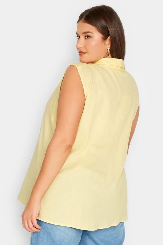 LTS Tall Women's Yellow Sleeveless Linen Blend Shirt | Long Tall Sally  3