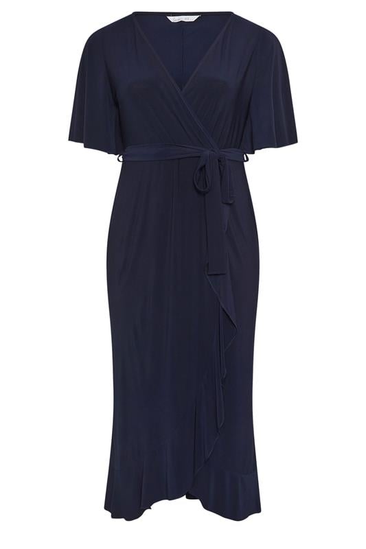 YOURS LONDON Plus Size Navy Blue Wrap Dress | Yours Clothing 5
