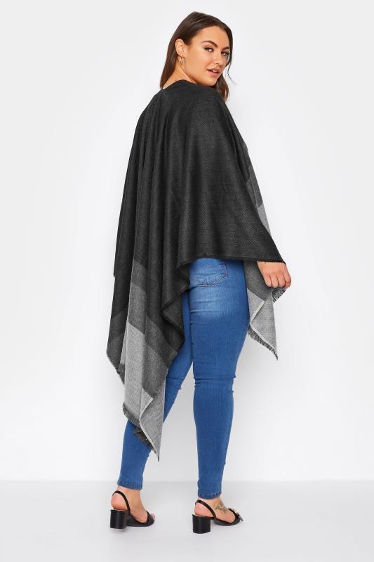 Curve Black Ombre Stripe Knitted Wrap Shawl_C.jpg