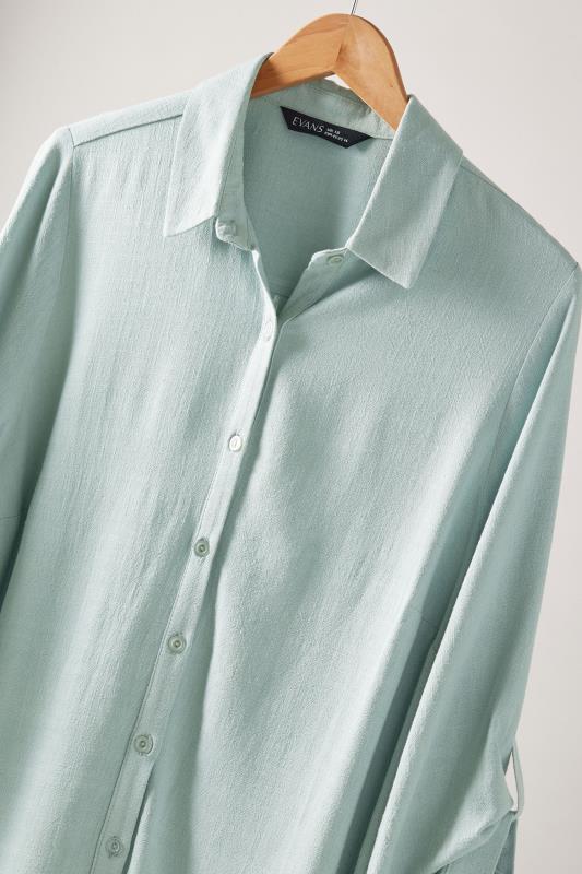 EVANS Plus Size Light Blue Tab Sleeve Shirt | Evans 7