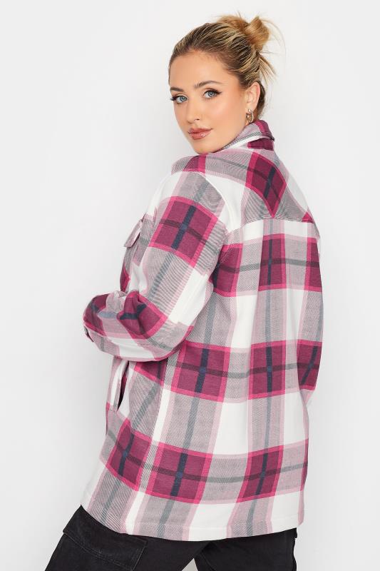 Curve Pink & White Check Shacket | Yours Clothing 4
