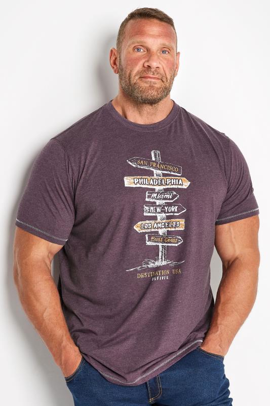 D555 Big & Tall Purple City Sign Post Printed T-Shirt 1