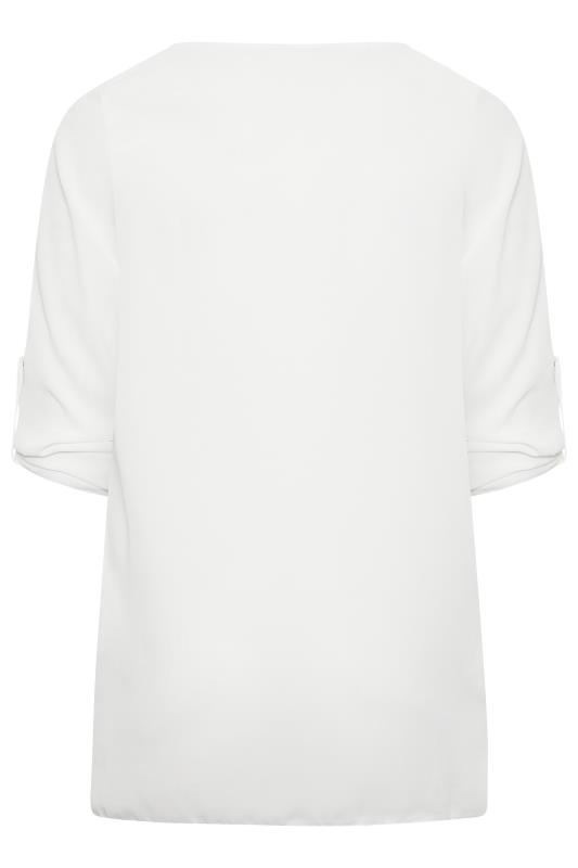 YOURS Plus Size White Tab Sleeve Blouse | Yours Clothing 7