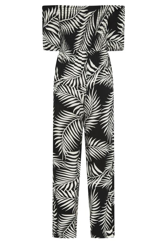 YOURS PETITE Plus Size Black Palm Print Wide Leg Jumpsuit | Yours Clothing 6