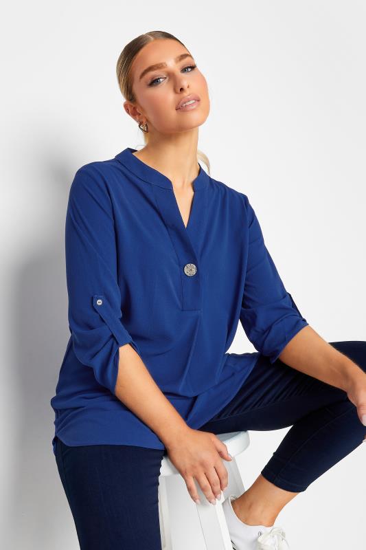 M&Co Cobalt Blue Long Sleeve Button Blouse | M&Co