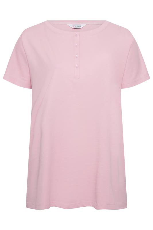YOURS Plus Size Pink Scoop Placket Pyjama Top | Yours Clothing 8