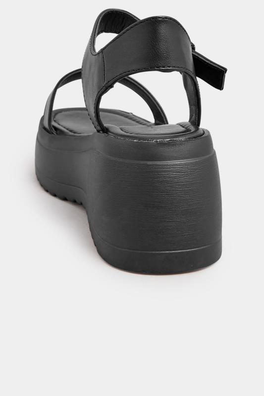 PixieGirl Black Chunky Wedge Sandals In Standard Fit | PixieGirl 4