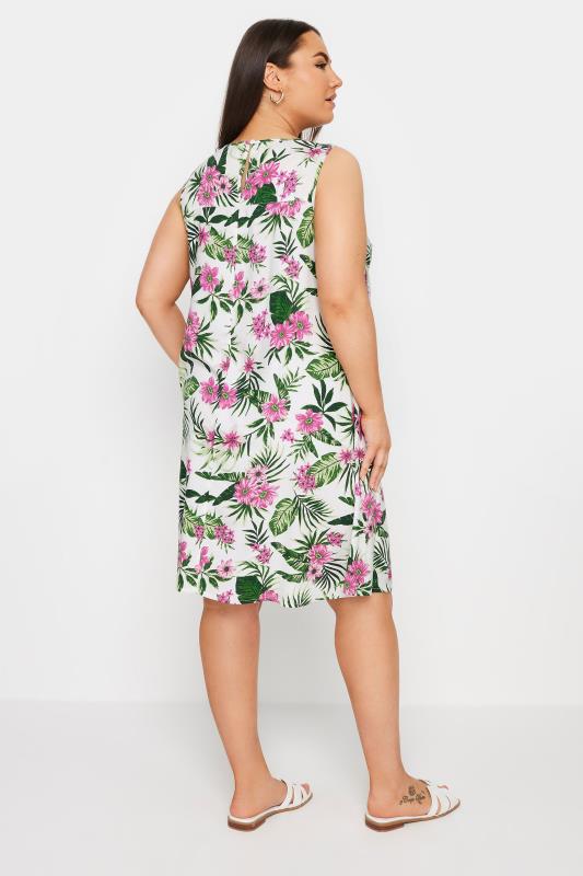 YOURS Plus Size White Tropical Print Mini Dress | Yours Clothing 3