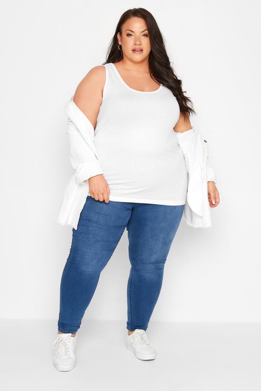 YOURS Plus Size White Vest Top | Yours Clothing 2