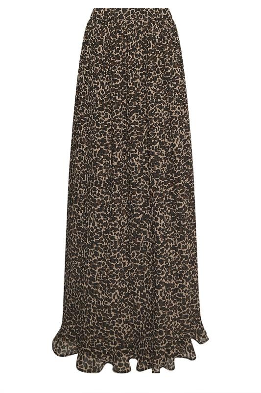 LTS Tall Women's Brown Leopard Print Pleated Maxi Skirt | Long Tall Sally 5