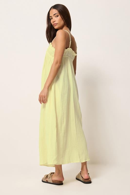 PixieGirl Petite Women's Yellow Cotton Cheesecloth Maxi Dress | PixieGirl 1