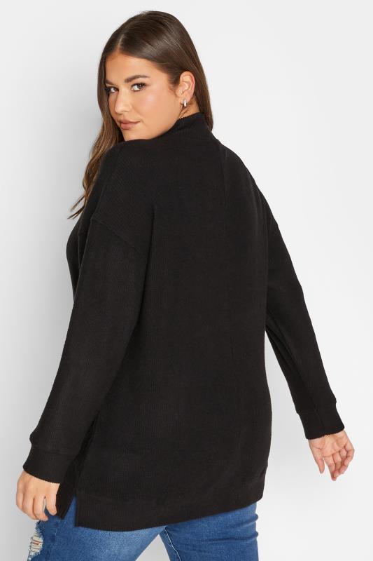 YOURS Plus Size Black Soft Touch Ribbed Jumper | Yours Clothing 3