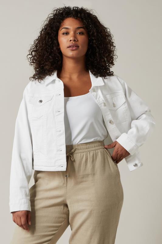 EVANS Plus Size White Denim Jacket | Evans  1