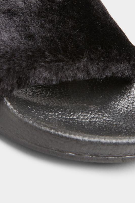 Black Vegan Faux Fur Sliders In Regular Fit 6