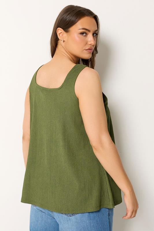 YOURS Plus Size Khaki Green Button Vest | Yours Clothing 4