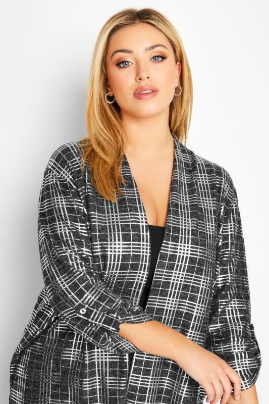 Plus Size Grey Foil Check Print Cardigan | Yours Clothing 4