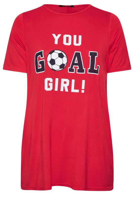 LIMITED COLLECTION Plus Size Red World Cup 'You Goal Girl!' Football T-Shirt 6
